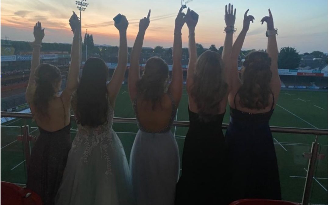 Newent School and Sixth Form Centre, Sixth Form students congratulate their Year 11 on their results